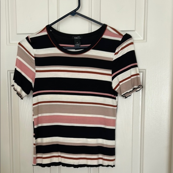 Rue21 Tops - Rue21 Fitted Ribbed Black and White Short Sleeve Tee
